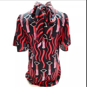 Valentino Garavani Red and Black Blouse